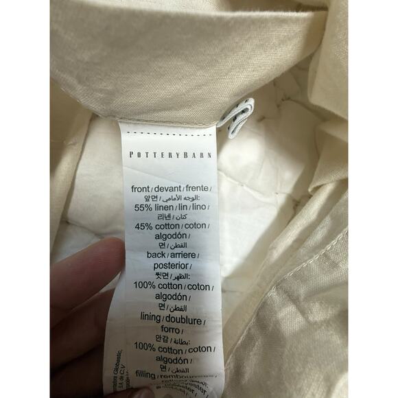 1 Pottery Barn Linen Cotton Blend Quilted Pillow Sham 26x20 Ivory Cream Neutral - Picture 4 of 4